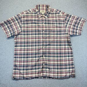 Ralph Lauren Button Down Shirt Men’s XL Tan Coral Plaid Short Sleeve Pocket